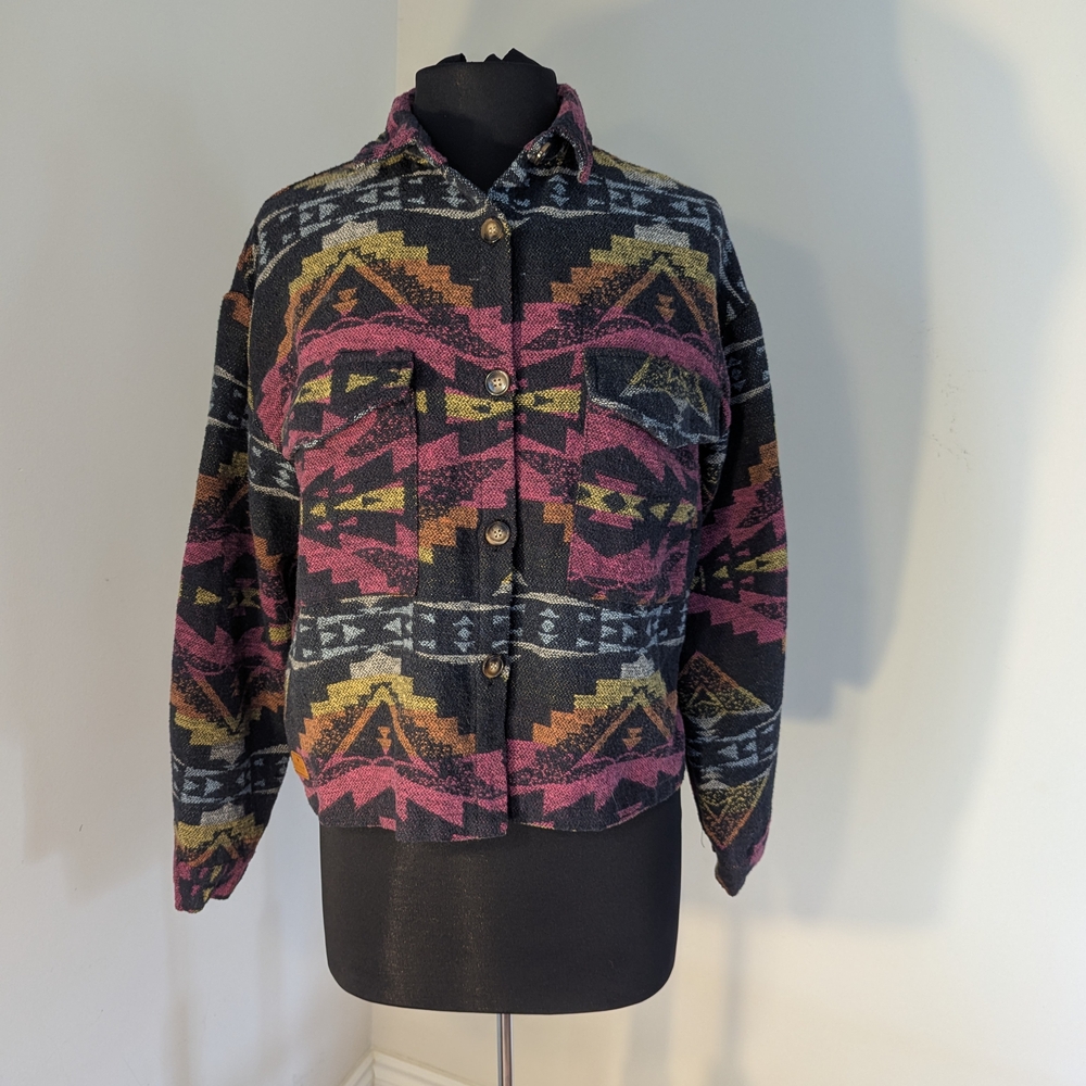 Women's Simply Southern Aztec Pattern Multicolor Shacket Jacket Size Medium